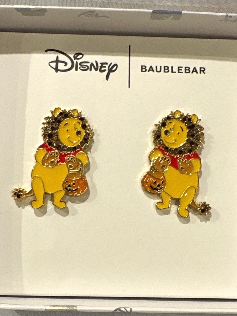 BaubleBar Disney Winnie the Pooh Lion Costume Stud Earrings - Yellow & Red